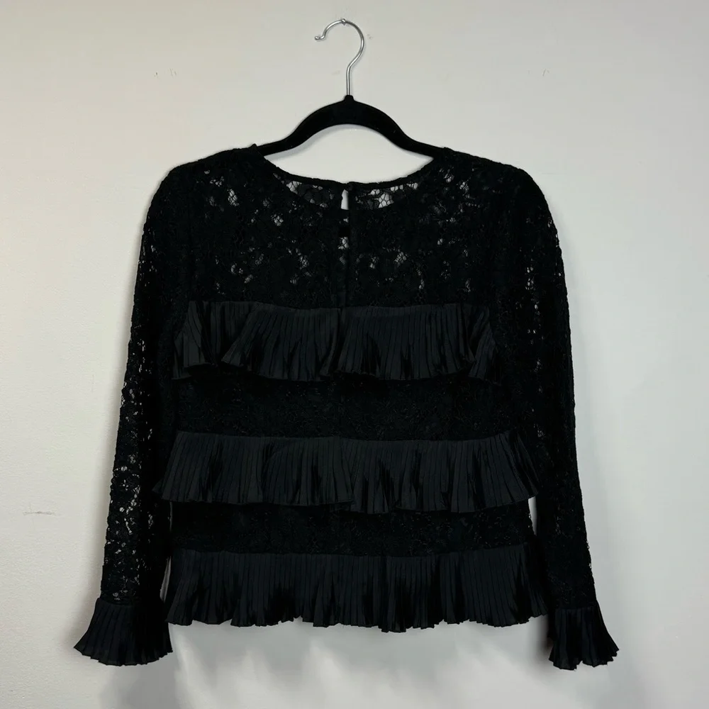 J.Crew Pleated Ruffled Lace Blouse sz 0